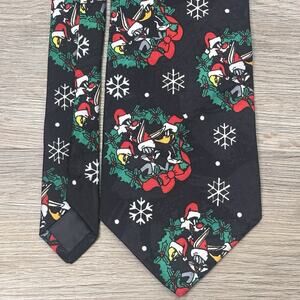 Vintage 1995 Warner Bros Looney Tunes Mania Christmas Holiday Neck Tie Nostalgic